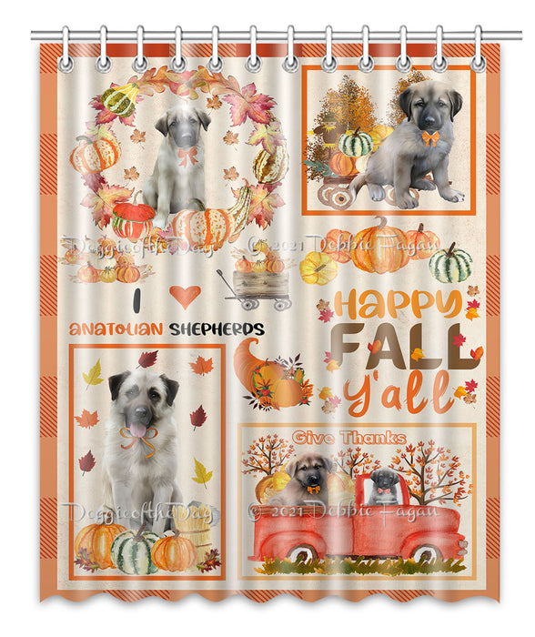 Happy Fall Y'all Pumpkin Anatolian Shepherd Dogs Shower Curtain Bathroom Accessories Decor Bath Tub Screens