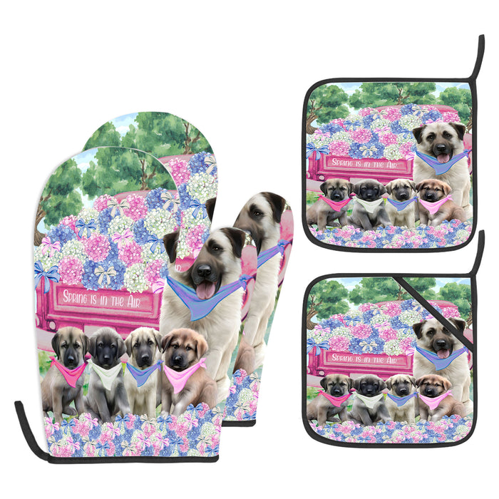 Anatolian Shepherd Oven Mitts and Pot Holder Set: Kitchen Gloves for Cooking with Potholders, Custom, Personalized, Explore a Variety of Designs, Dog Lovers Gift