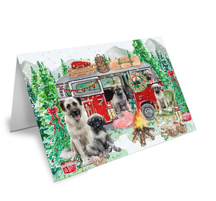Christmas Time Camping with Anatolian Shepherd Dogs Handmade Artwork Assorted Pets Greeting Cards and Note Cards with Envelopes for All Occasions and Holiday Seasons