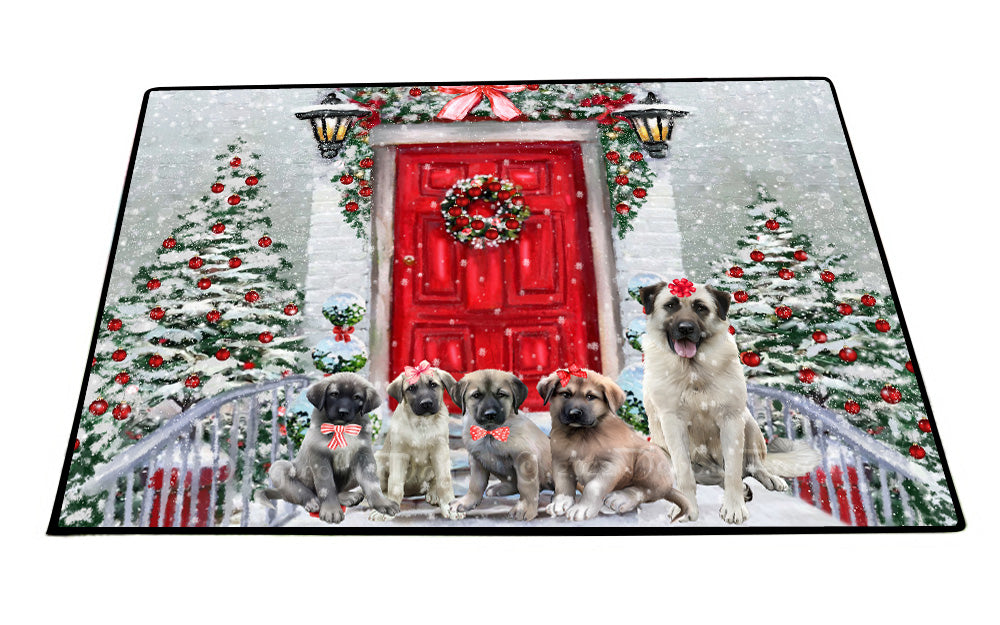 Christmas Holiday Welcome Anatolian Shepherd Dogs Floor Mat- Anti-Slip Pet Door Mat Indoor Outdoor Front Rug Mats for Home Outside Entrance Pets Portrait Unique Rug Washable Premium Quality Mat