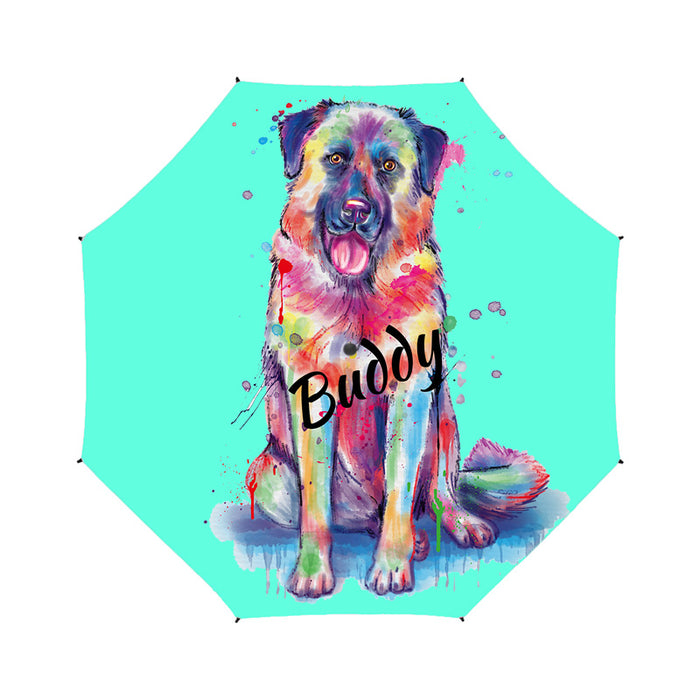 Custom Pet Name Personalized Watercolor Anatolian Shepherd DogSemi-Automatic Foldable Umbrella