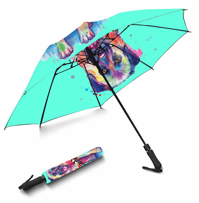 Custom Pet Name Personalized Watercolor Anatolian Shepherd DogSemi-Automatic Foldable Umbrella