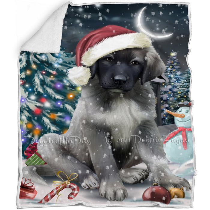 Have a Holly Jolly Christmas Anatolian Shepherd Dog in Holiday Background Blanket D008