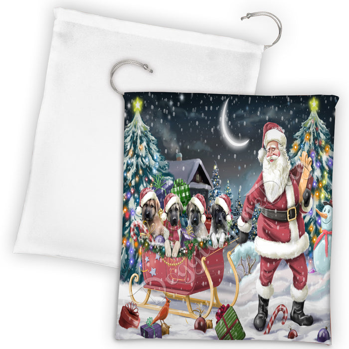 Santa Sled Dogs Christmas Happy Holidays Anatolian Shepherd Dogs Drawstring Laundry or Gift Bag LGB48662