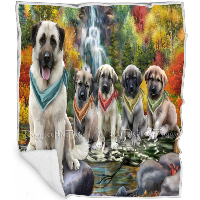 Scenic Waterfall Anatolian Shepherds Dog Blanket BLNKT62688