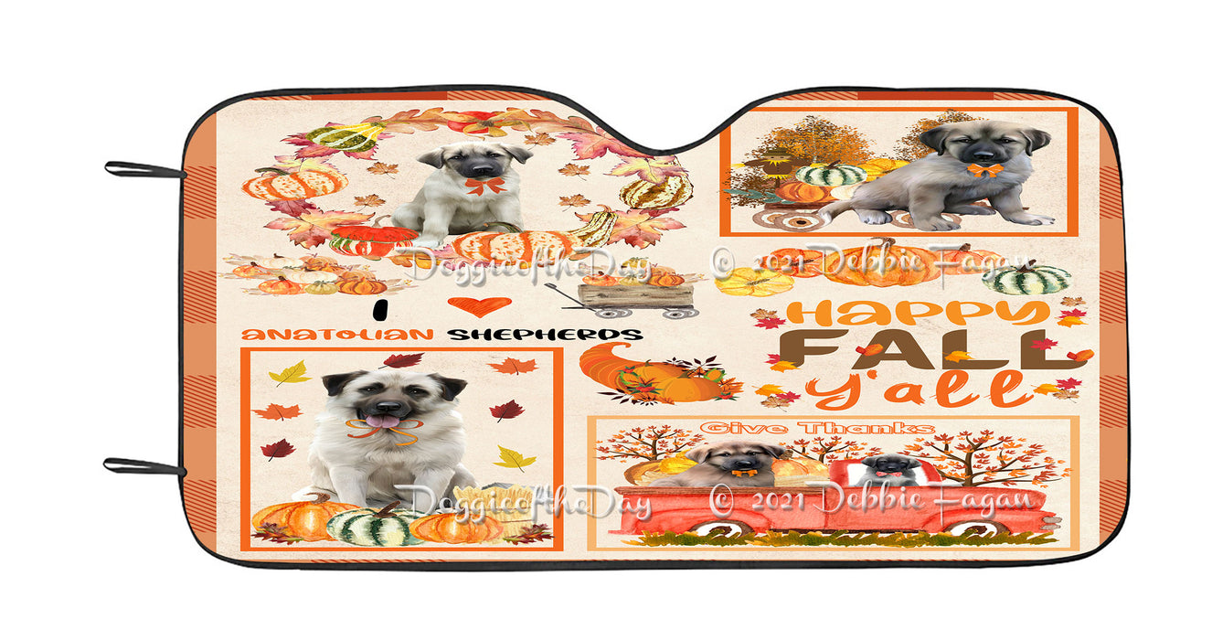 Happy Fall Y'all Pumpkin Anatolian Shepherd Dogs Car Sun Shade Cover Curtain