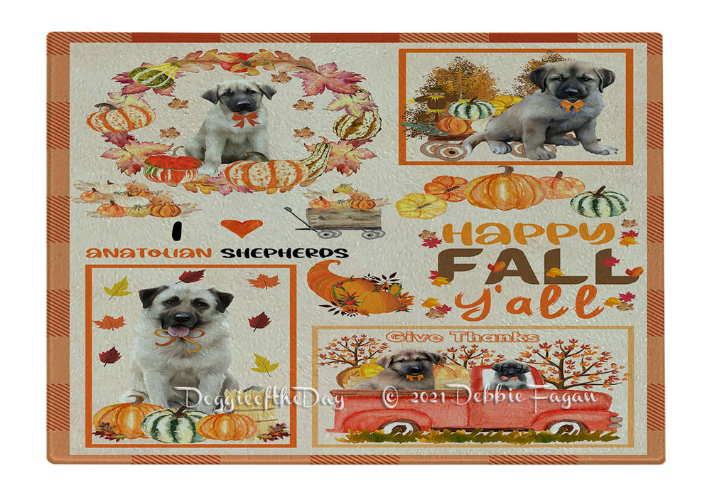 Happy Fall Y'all Pumpkin Anatolian Shepherd Dogs Cutting Board - Easy Grip Non-Slip Dishwasher Safe Chopping Board Vegetables C79768