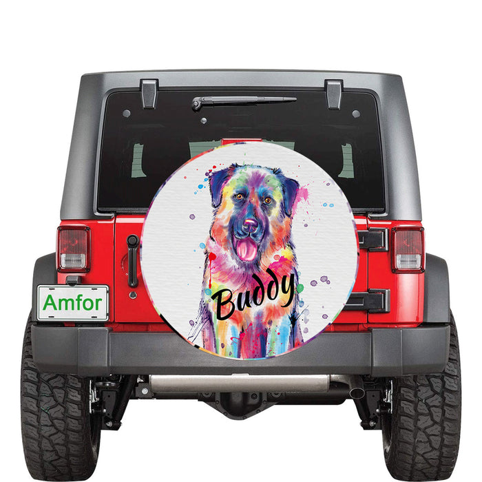 Custom Pet Name Personalized Watercolor Anatolian Shepherd Dog Car Tire Cover