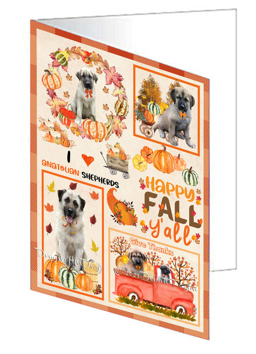 Happy Fall Y'all Pumpkin Anatolian Shepherd Dogs Handmade Artwork Assorted Pets Greeting Cards and Note Cards with Envelopes for All Occasions and Holiday Seasons GCD76892