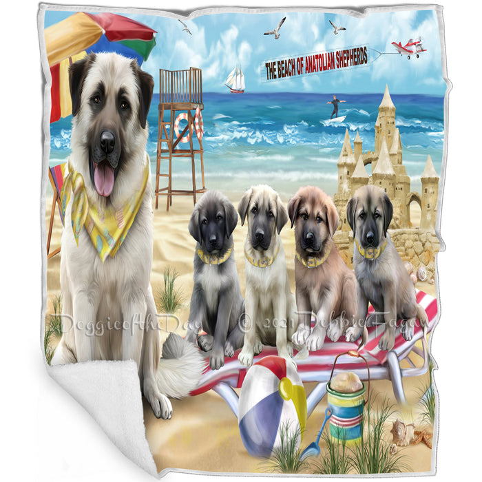 Pet Friendly Beach Anatolian Shepherds Dog Blanket BLNKT65361