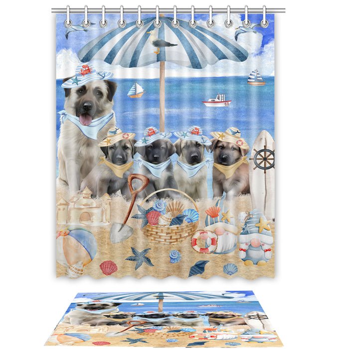 Anatolian Shepherd Shower Curtain & Bath Mat Set, Custom, Explore a Variety of Designs, Personalized, Curtains with hooks and Rug Bathroom Decor, Halloween Gift for Dog Lovers