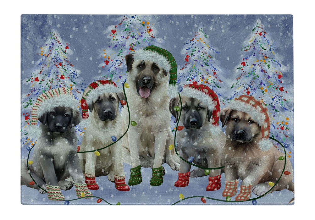 Christmas Lights and Anatolian Shepherd Dogs Cutting Board - For Kitchen - Scratch & Stain Resistant - Designed To Stay In Place - Easy To Clean By Hand - Perfect for Chopping Meats, Vegetables
