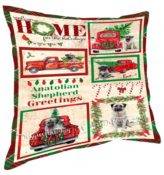 Welcome Home for Christmas Holidays Anatolian Shepherd Dogs Pillow with Top Quality High-Resolution Images - Ultra Soft Pet Pillows for Sleeping - Reversible & Comfort - Ideal Gift for Dog Lover - Cushion for Sofa Couch Bed - 100% Polyester