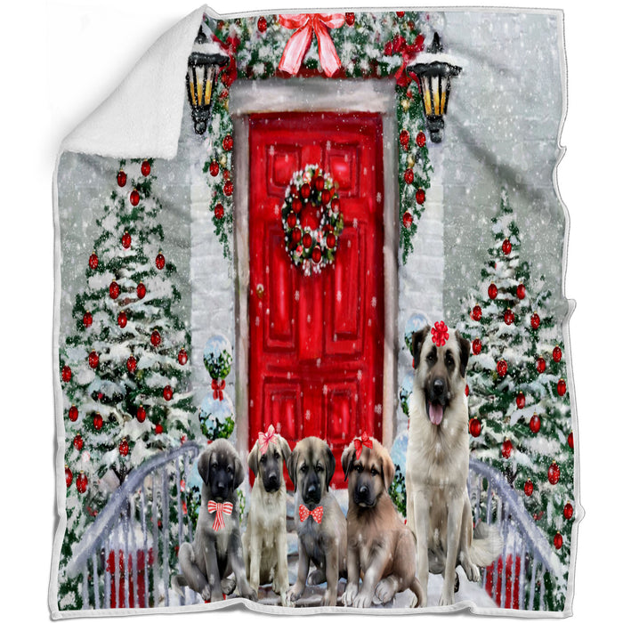 Christmas Holiday Welcome Anatolian Shepherd Dogs Blanket - Lightweight Soft Cozy and Durable Bed Blanket - Animal Theme Fuzzy Blanket for Sofa Couch