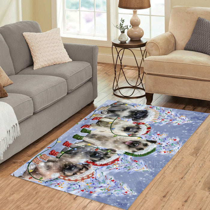 Christmas Lights and Anatolian Shepherd Dogs Area Rug - Ultra Soft Cute Pet Printed Unique Style Floor Living Room Carpet Decorative Rug for Indoor Gift for Pet Lovers