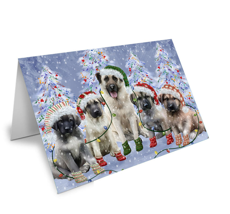 Christmas Lights and Anatolian Shepherd Dogs Handmade Artwork Assorted Pets Greeting Cards and Note Cards with Envelopes for All Occasions and Holiday Seasons