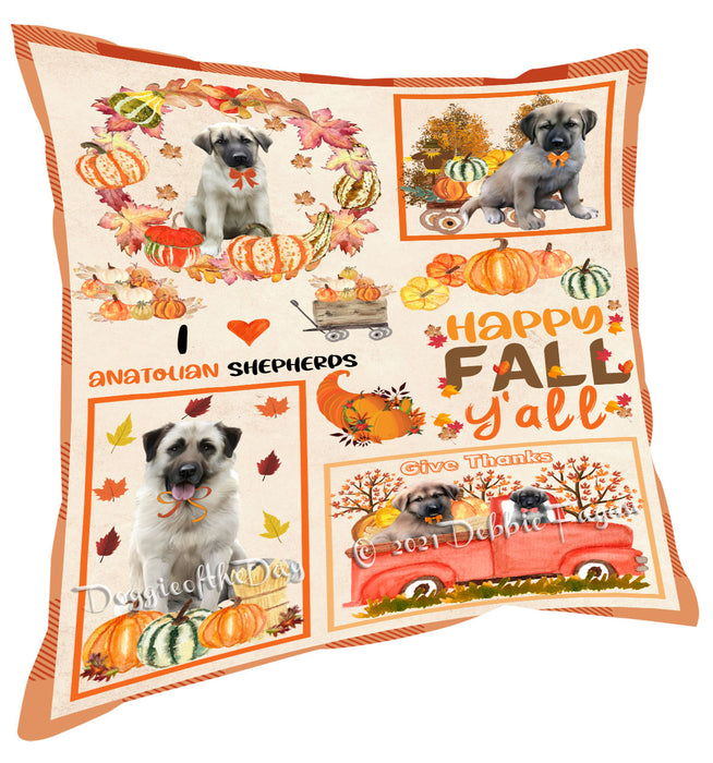 Happy Fall Y'all Pumpkin Anatolian Shepherd Dogs Pillow with Top Quality High-Resolution Images - Ultra Soft Pet Pillows for Sleeping - Reversible & Comfort - Ideal Gift for Dog Lover - Cushion for Sofa Couch Bed - 100% Polyester