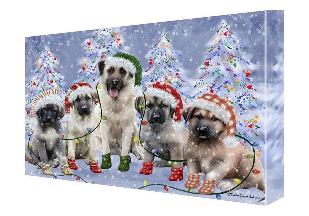 Christmas Lights and Anatolian Shepherd Dogs Canvas Wall Art - Premium Quality Ready to Hang Room Decor Wall Art Canvas - Unique Animal Printed Digital Painting for Decoration