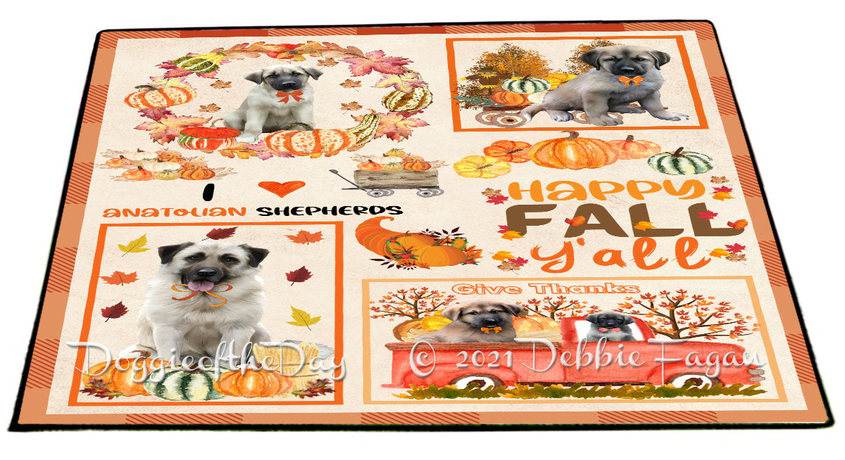 Happy Fall Y'all Pumpkin Anatolian Shepherd Dogs Indoor/Outdoor Welcome Floormat - Premium Quality Washable Anti-Slip Doormat Rug FLMS58519
