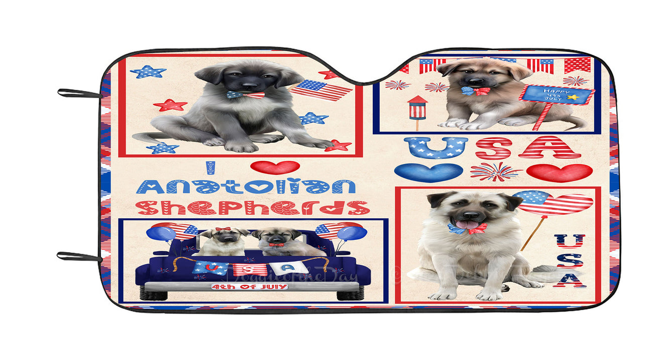 4th of July Independence Day I Love USA Anatolian Shepherd Dogs Car Sun Shade Cover Curtain