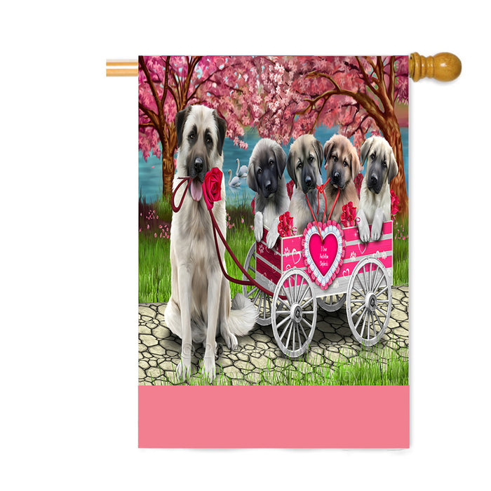 Personalized I Love Anatolian Shepherd Dogs in a Cart Custom House Flag FLG-DOTD-A62178