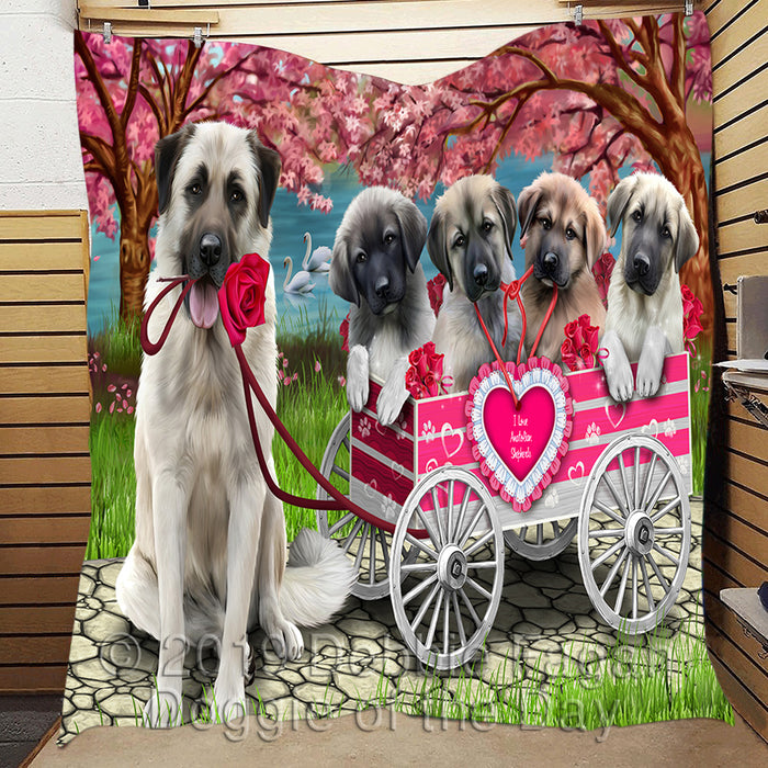 I Love Anatolian Shepherd Dogs in a Cart Quilt
