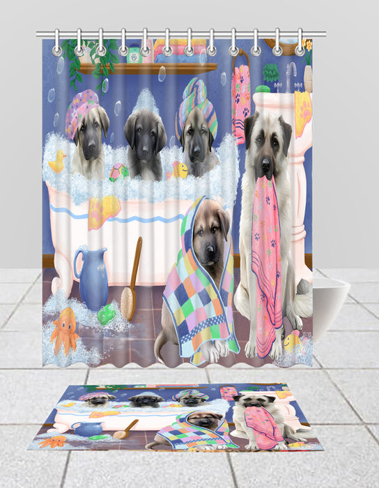 Rub A Dub Dogs In A Tub Anatolian Shepherd Dogs Bath Mat and Shower Curtain Combo