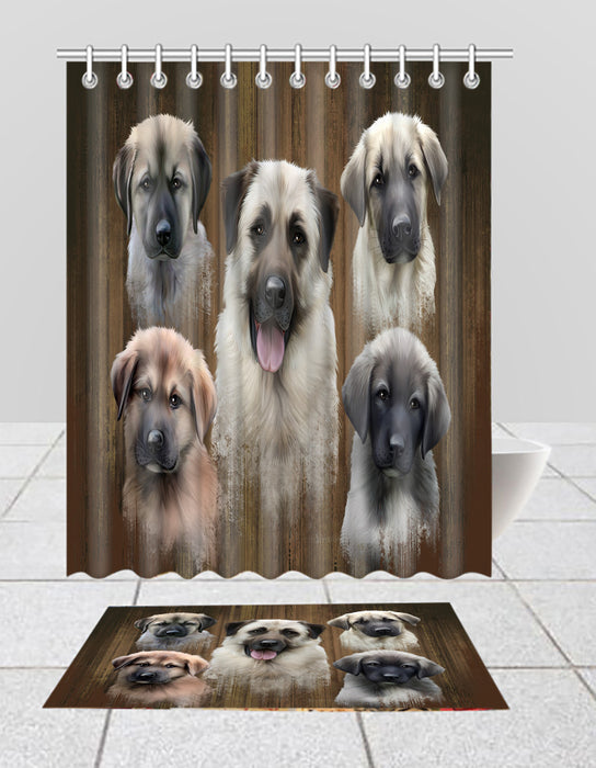 Rustic Anatolian Shepherd Dogs  Bath Mat and Shower Curtain Combo