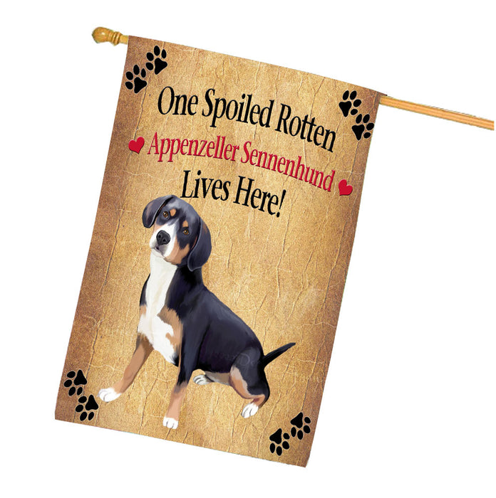 Spoiled Rotten Appenzeller Sennenhound Dog House Flag Outdoor Decorative Double Sided Pet Portrait Weather Resistant Premium Quality Animal Printed Home Decorative Flags 100% Polyester FLG68131