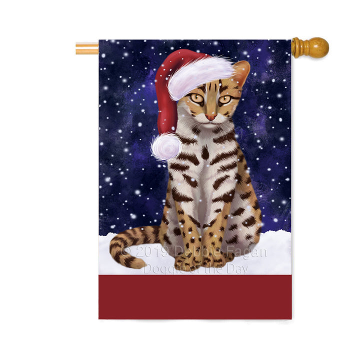 Personalized Let It Snow Happy Holidays Asian Leopard Cat Custom House Flag FLG-DOTD-A62286