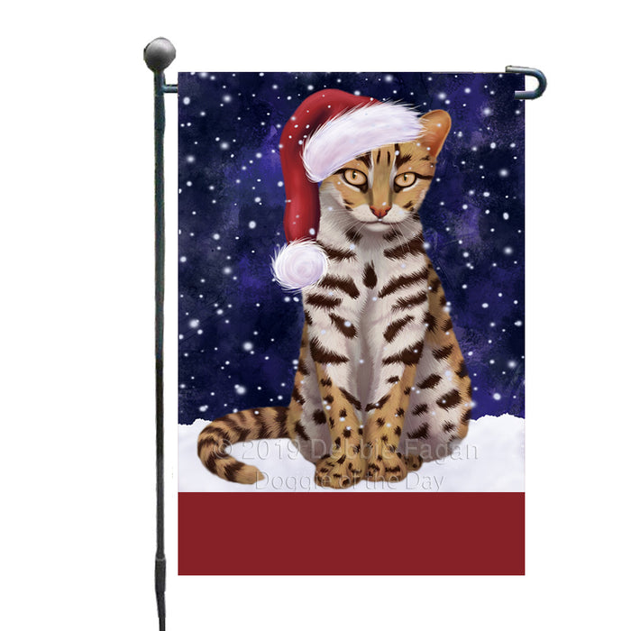 Personalized Let It Snow Happy Holidays Asian Leopard Cat Custom Garden Flags GFLG-DOTD-A62230