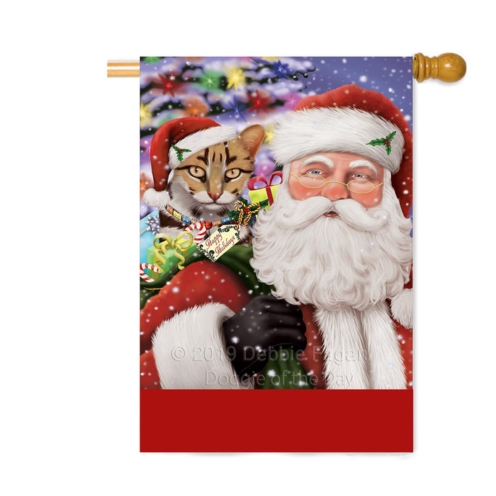 Personalized Santa Carrying Asian Leopard Cat and Christmas Presents Custom House Flag FLG-DOTD-A63390