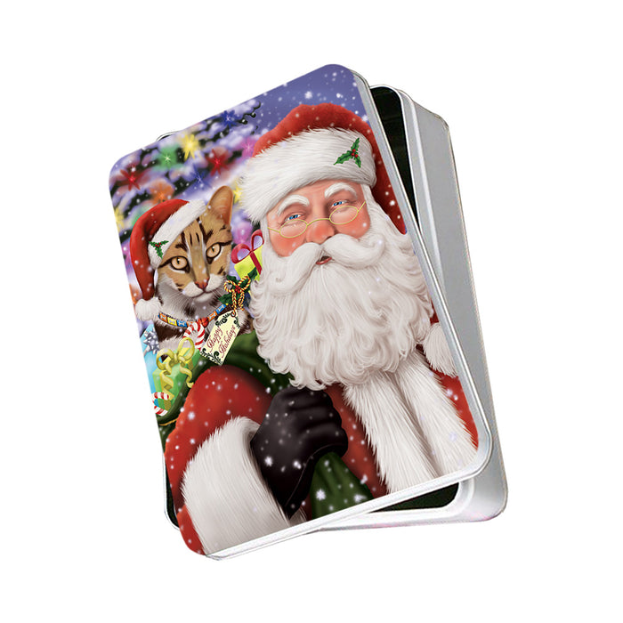 Santa Carrying Asian Leopard Cat and Christmas Presents Photo Storage Tin PITN55424