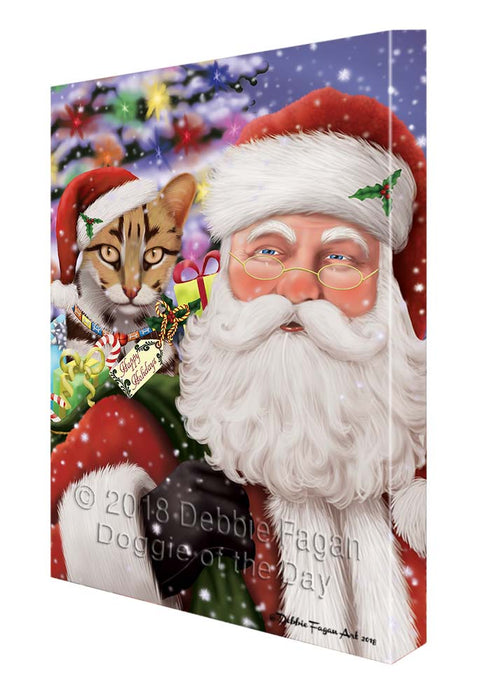 Santa Carrying Asian Leopard Cat and Christmas Presents Canvas Print Wall Art Décor CVS119258