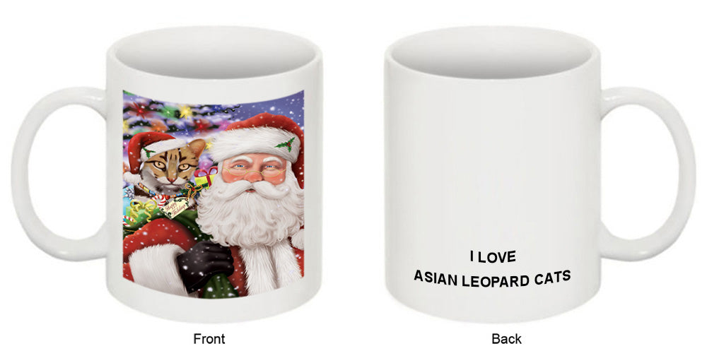 Santa Carrying Asian Leopard Cat and Christmas Presents Coffee Mug MUG50879