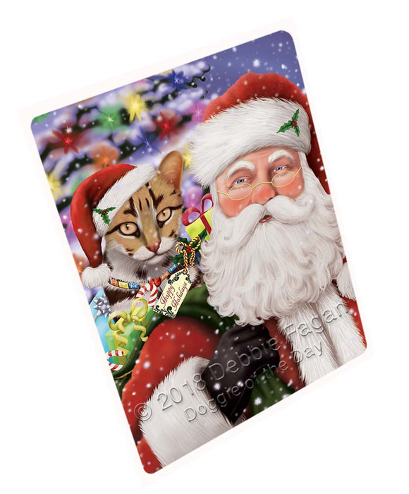Santa Carrying Asian Leopard Cat and Christmas Presents Large Refrigerator / Dishwasher Magnet RMAG95154