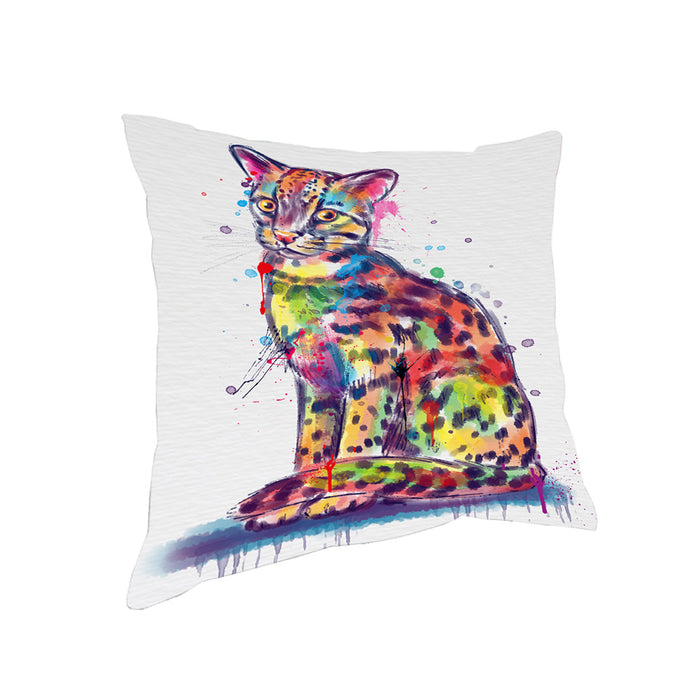 Watercolor Asian Leopard Cat Pillow with Top Quality High-Resolution Images - Ultra Soft Pet Pillows for Sleeping - Reversible & Comfort - Ideal Gift for Dog Lover - Cushion for Sofa Couch Bed - 100% Polyester