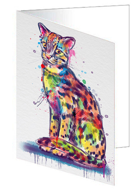 Watercolor Asian Leopard Cat Handmade Artwork Assorted Pets Greeting Cards and Note Cards with Envelopes for All Occasions and Holiday Seasons GCD79061