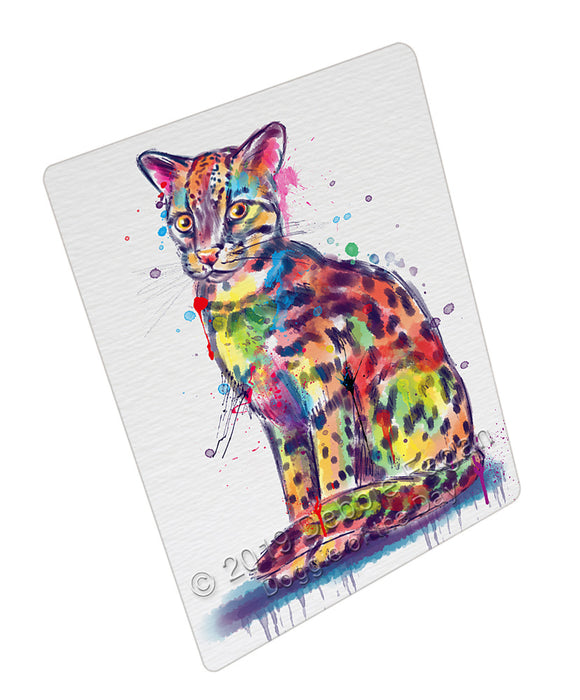 Watercolor Asian Leopard Cat Cutting Board - For Kitchen - Scratch & Stain Resistant - Designed To Stay In Place - Easy To Clean By Hand - Perfect for Chopping Meats, Vegetables