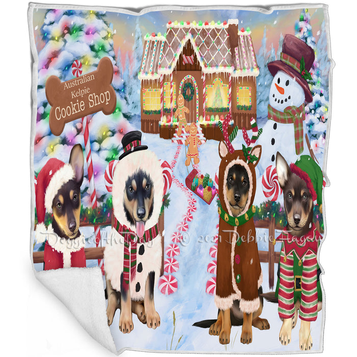 Holiday Gingerbread Cookie Shop Australian Kelpies Dog Blanket BLNKT124302
