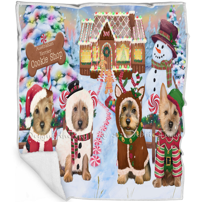 Holiday Gingerbread Cookie Shop Australian Terriers Dog Blanket BLNKT124320