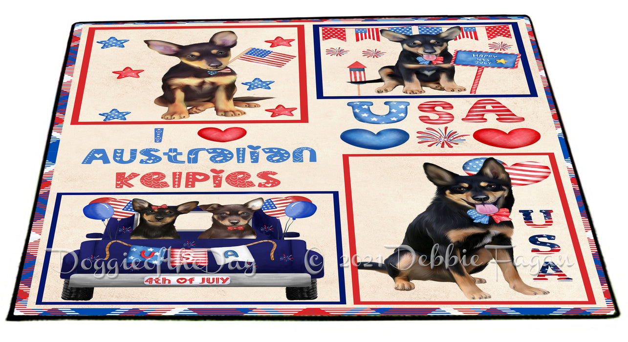 4th of July Independence Day I Love USA Australian Kelpie Dogs Floormat FLMS56098 Floormat FLMS56098