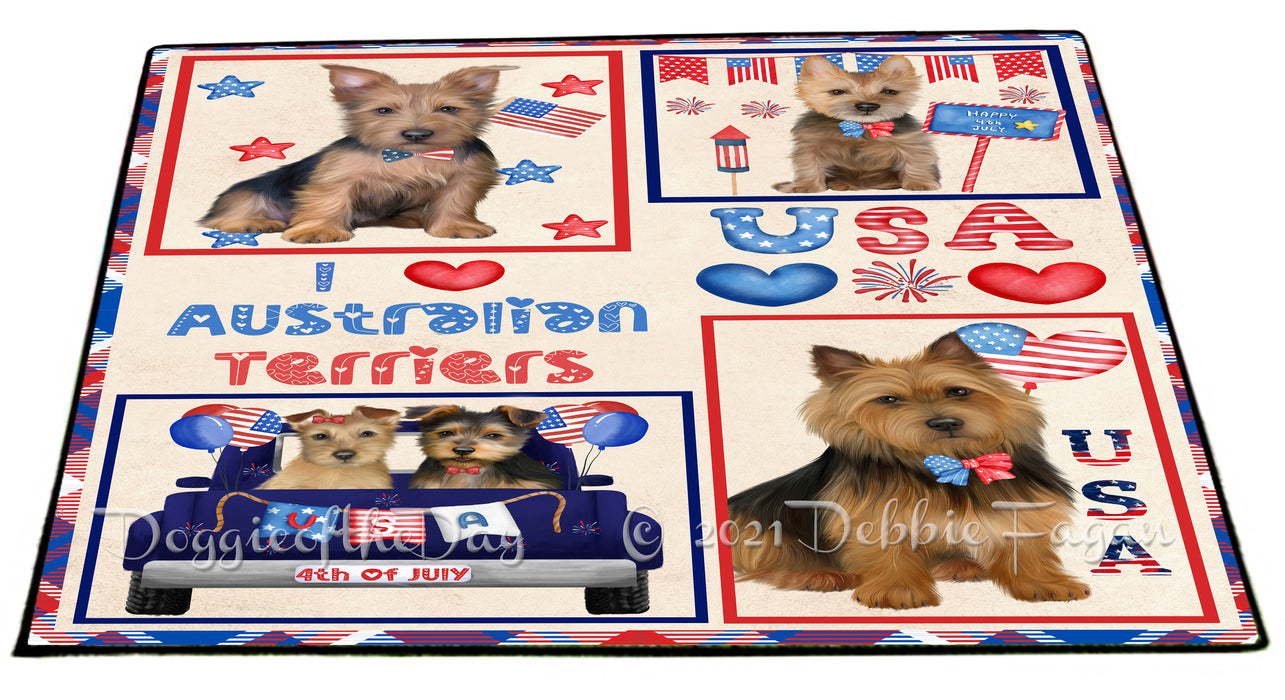 4th of July Independence Day I Love USA Australian Terrier Dogs Floormat FLMS56104 Floormat FLMS56104