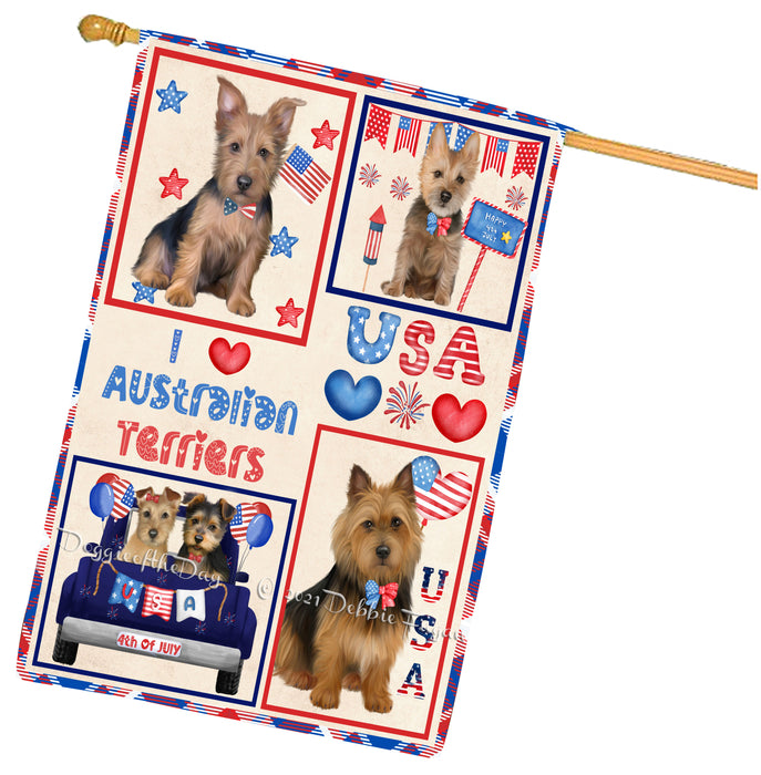 4th of July Independence Day I Love USA Australian Terrier Dogs House flag FLG66922