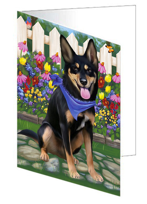 Spring Floral Australian Kelpie Dog Handmade Artwork Assorted Pets Greeting Cards and Note Cards with Envelopes for All Occasions and Holiday Seasons GCD53342