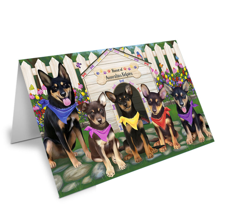 Spring Floral Australian Kelpie Dog Handmade Artwork Assorted Pets Greeting Cards and Note Cards with Envelopes for All Occasions and Holiday Seasons GCD53333