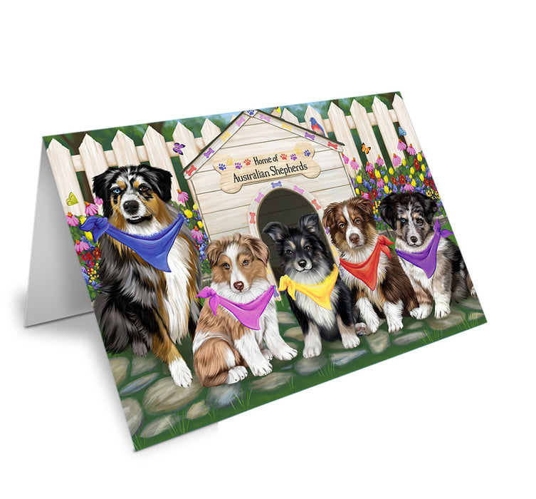 Spring Floral Australian Shepherd Dog Handmade Artwork Assorted Pets Greeting Cards and Note Cards with Envelopes for All Occasions and Holiday Seasons GCD53345