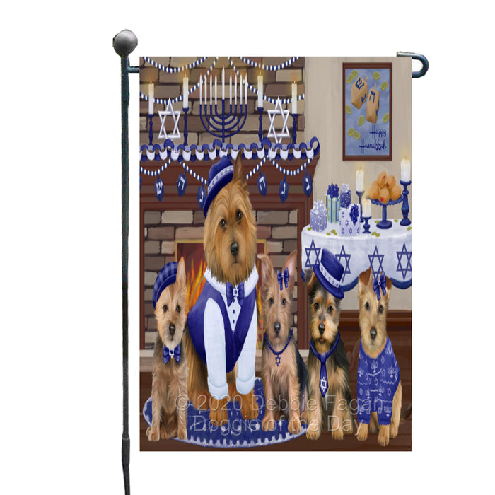 Happy Hanukkah Family Australian Terrier Dogs Garden Flag GFLG65953