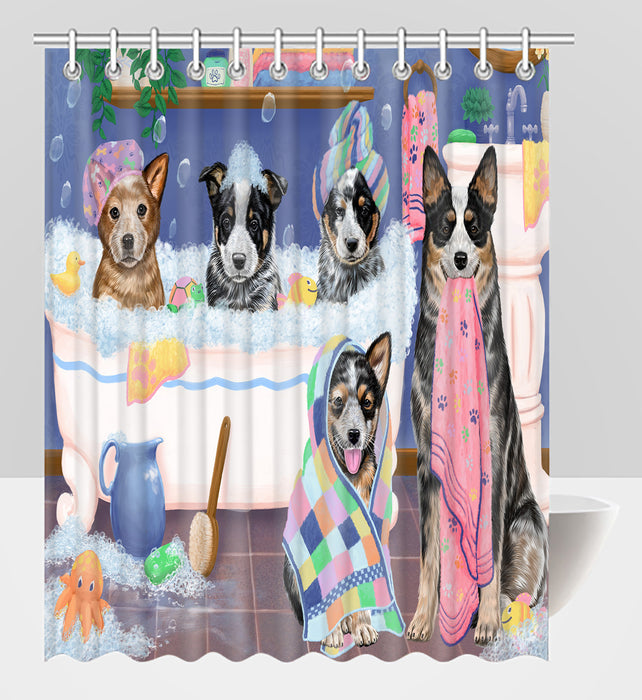 Rub A Dub Dogs In A Tub Australian Cattle Dogs Shower Curtain