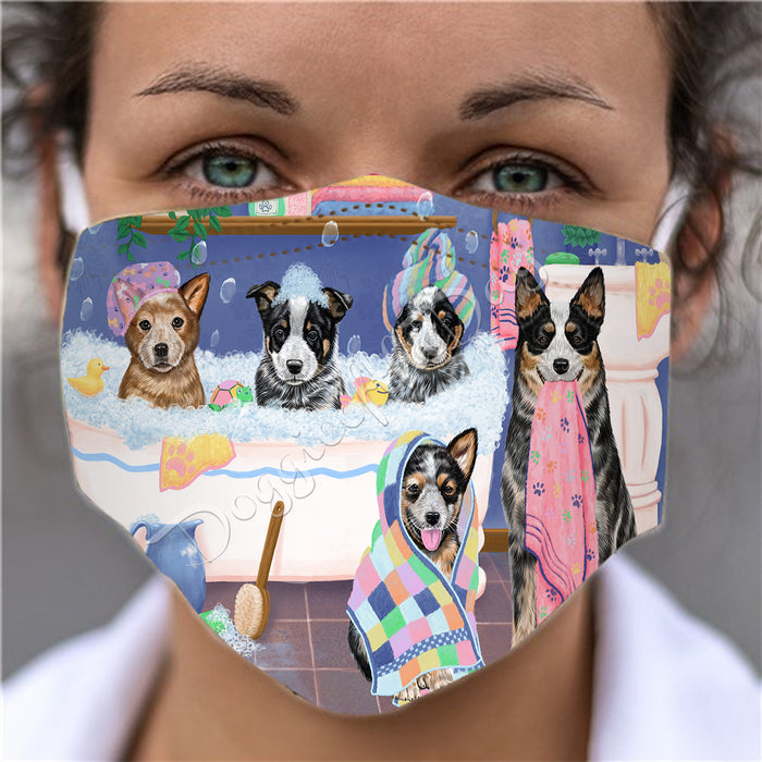 Rub A Dub Dogs In A Tub  Australian Cattle Dogs Face Mask FM49469